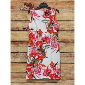 RONNI NICOLE Women Sz 10 Floral Sleeveless Dress Pink Red Orange Green EUC